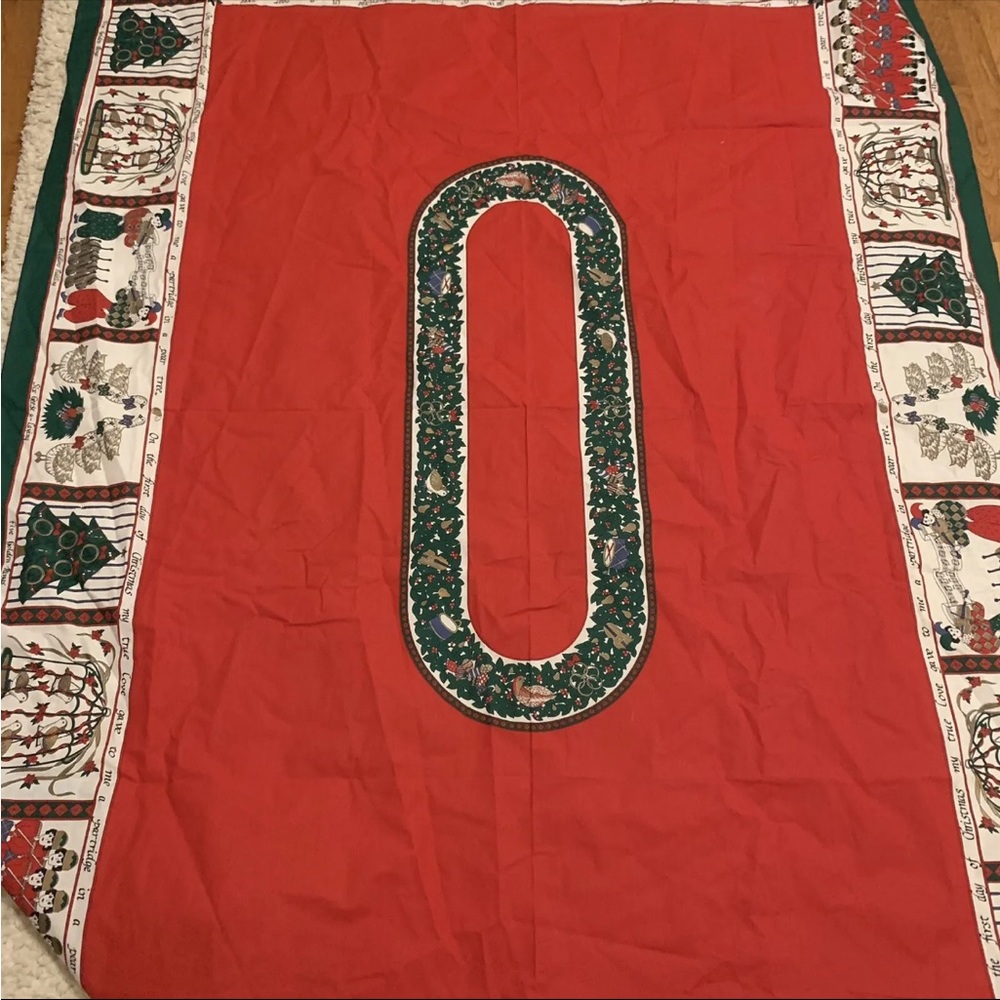 Vintage MCM Sunveave 22 days of Christmas tablecloth NOS